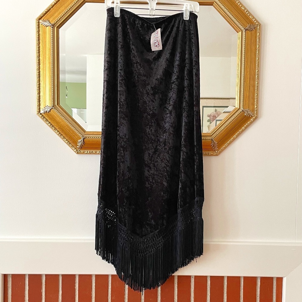 Hot Topic Black  Crushed Velvet Maxi Skirt